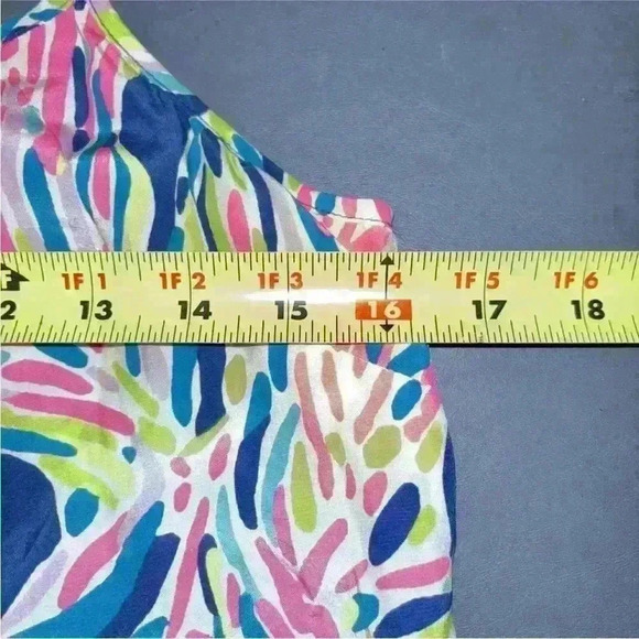 Lilly Pulitzer Silk Dusk Tank Top Indigo Palm Print Pink Blue Small - Picture 8 of 10